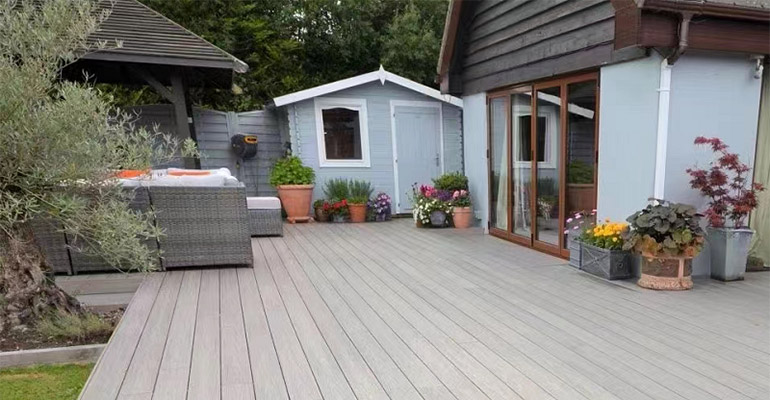 Gray composite decking