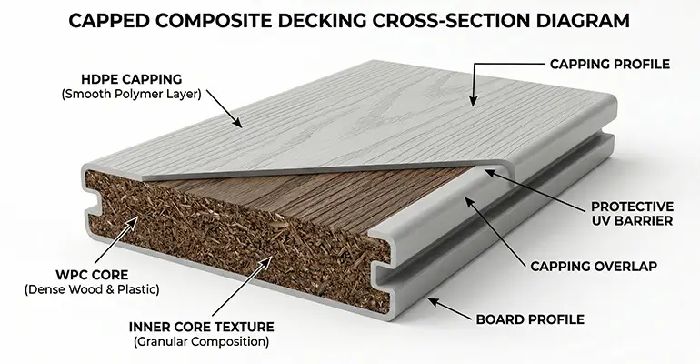 Structure of Capped Composite Decking
