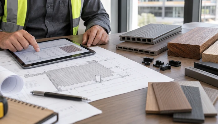 Decking materials and project drawings for a commercial cost review